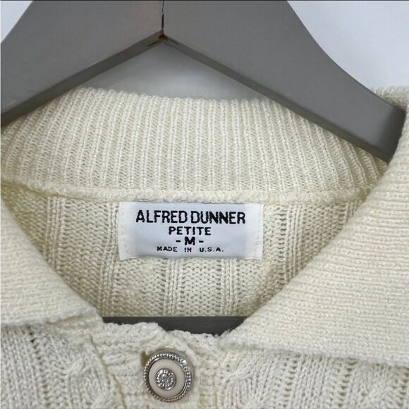 Vintage 90’s Alfred Dunner Cable Knit Sweater in Cream Women’s Size PM - Picture 7 of 9